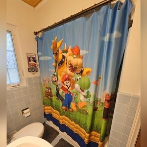 Super Mario Shower Curtain - Blue
